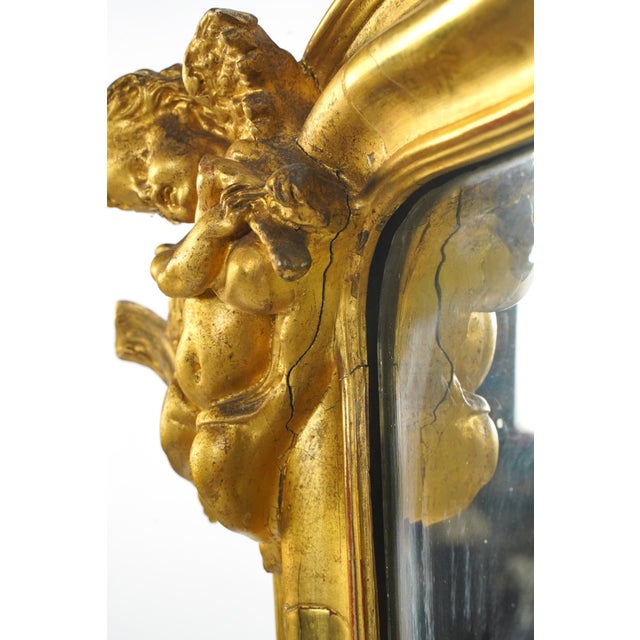 Antique French Louis XV Gilded Wood Overmantel Mirror For Sale In New York - Image 6 of 13