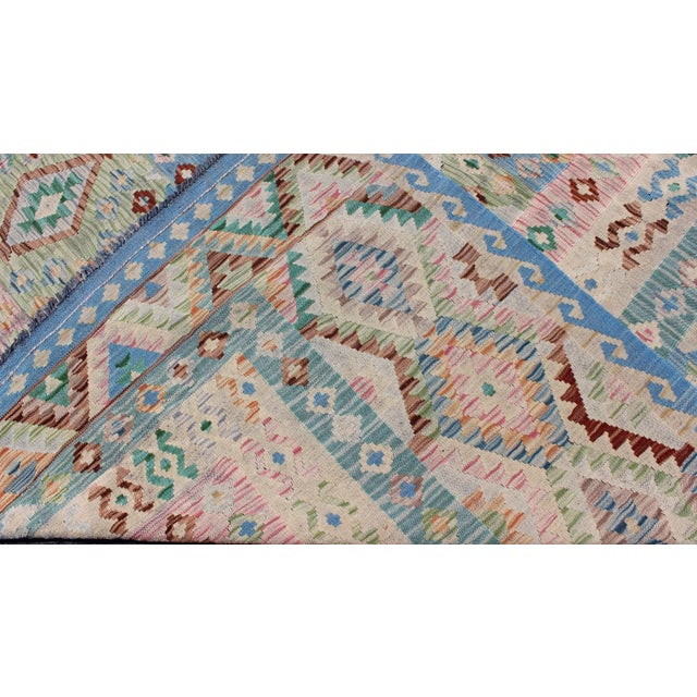 Geometric Flat Weave Wool Kilim Rug by Keivan Woven Arts 8'5 X 11'6 For Sale - Image 12 of 13