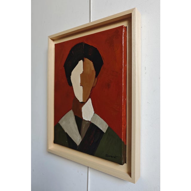 Contemporary Yin Yang, Contemporary Geometric Portrait Oil Painting, Framed by Sophie Dumont For Sale - Image 3 of 8