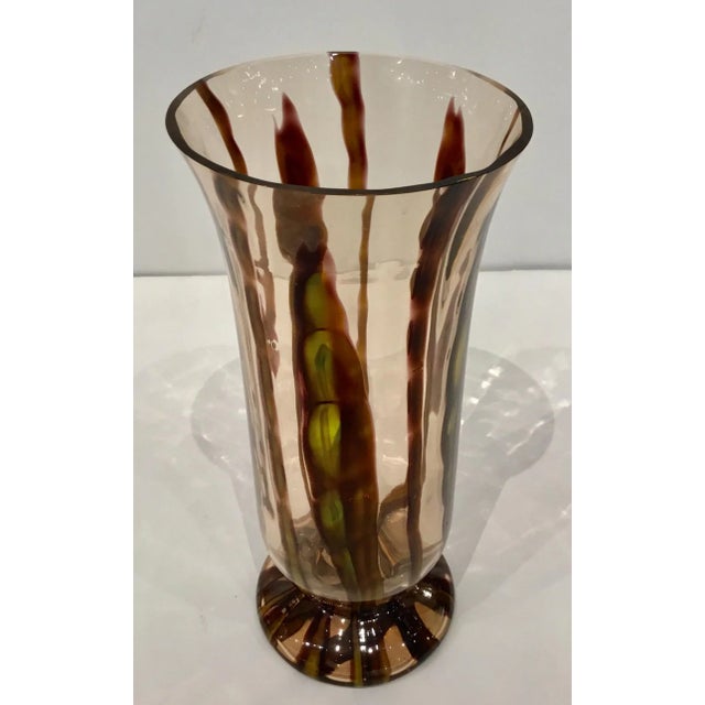 Chocolate and Yellow Kralik Czech Art Glass Vase For Sale In Atlanta - Image 6 of 7