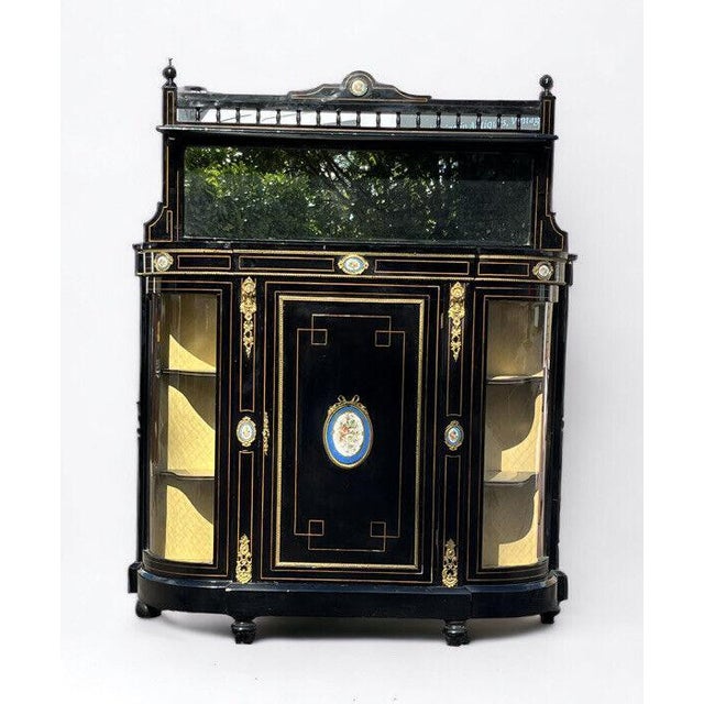 Victorian French Empire Credenza with French Porcelain Plaques. A very elegant piece, nicely decorated with porcelain...