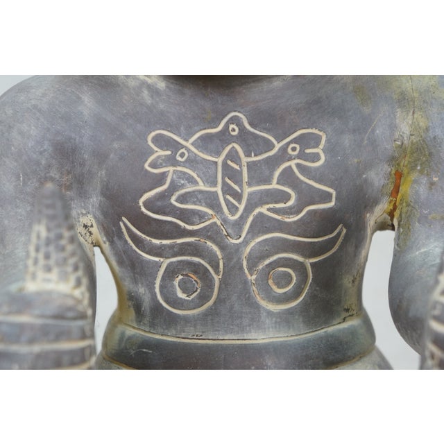 Vintage Terracotta Pottery Mayan God Maize Corn Sculpture Statue 19" For Sale - Image 10 of 14
