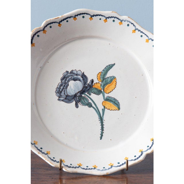 Manganese Rose Plates from Nevers Faience, 1700s, Set of 2 For Sale - Image 4 of 11