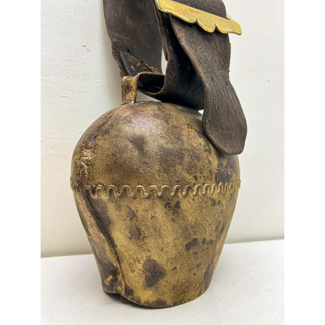 1930s Large Cow Bell with Leather Collar and Brass Buckle, 1930s For Sale - Image 5 of 16