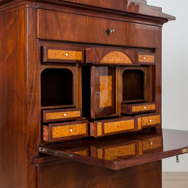 19th Century French-Polished Mahogany Secretary Desk For Sale - Image 10 of 14