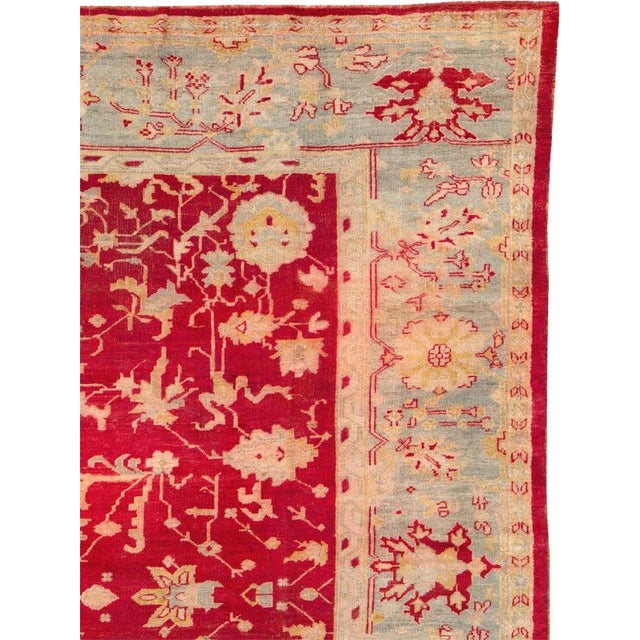 Galerie Shabab Collection Early 20th Century Handmade Turkish Oushak Room Size Carpet in Red and Grey For Sale - Image 4 of 10