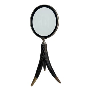 Vintage Standing 3 Black Horn Magnifying Glass For Sale