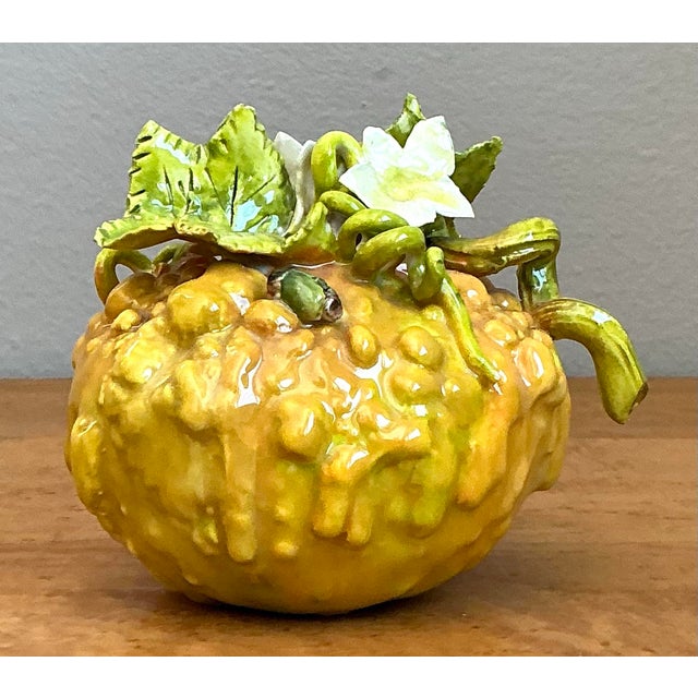 Vintage Glazed Ceramic Lemon With Blossom For Sale In West Palm - Image 6 of 12