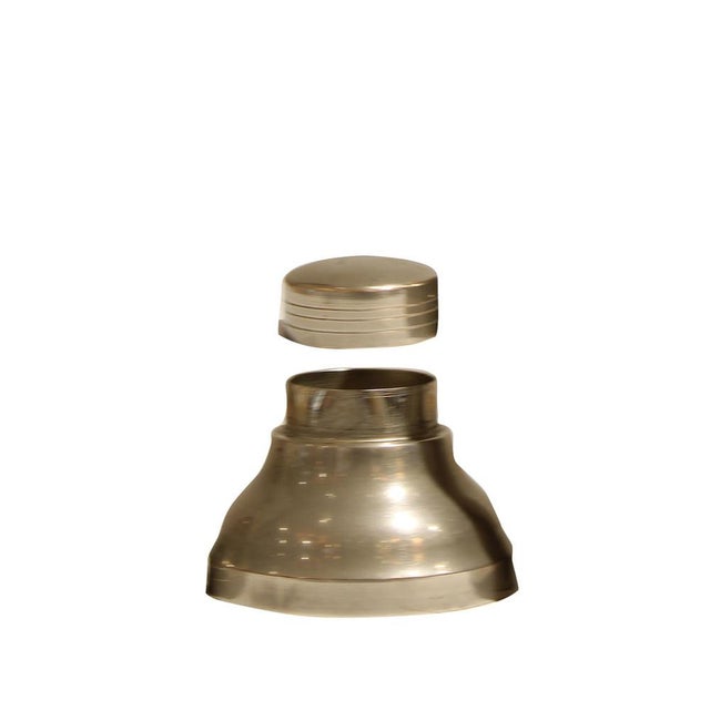 Italian cocktail shaker from the 1960s, crafted in alpaca (nickel silver) with a smooth finish. The piece features a...