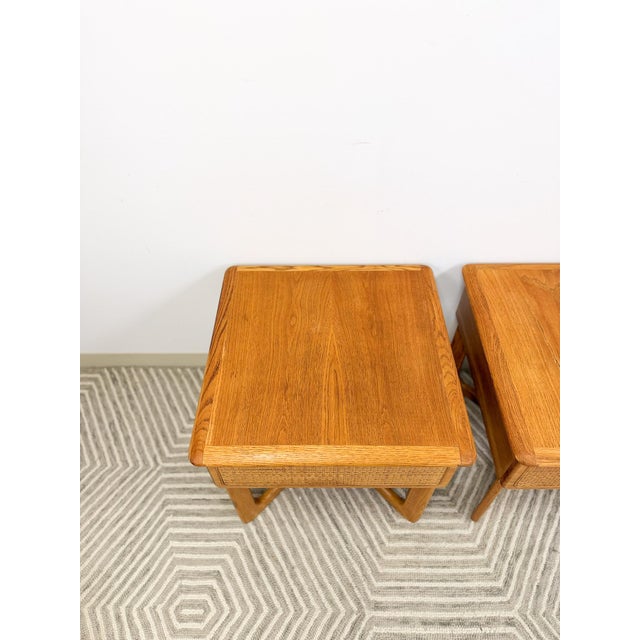 Lane Furniture Very Rare Lane Perception MCM Oak Nightstands Cane Drawers Vintage, A Pair For Sale - Image 4 of 12