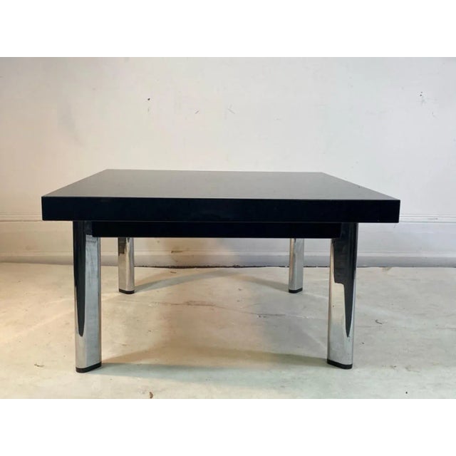Modern 1970s Knoll Black Granite & Chrome Coffee Table For Sale - Image 3 of 10