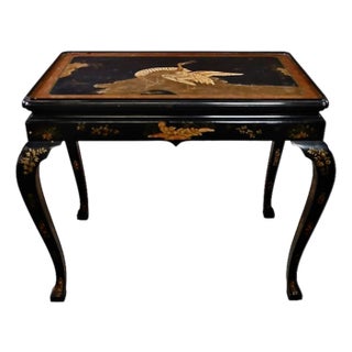 Baker Chinoiserie Lacquered Side Table With Gilt Detailing For Sale