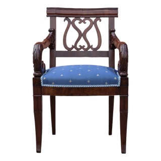 Empire Armchair in Carved Mahogany, 1820 For Sale