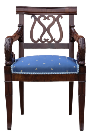 Empire Armchair in Carved Mahogany, 1820