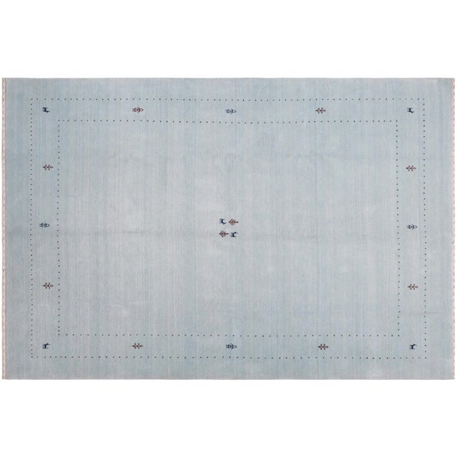 Late 20th Century Bohemian Gabbeh Light Blue Wool Rug - 8'4'' X 10'0'' For Sale - Image 10 of 10
