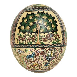 Vintage Moroccan Decorated Ostrich Egg For Sale