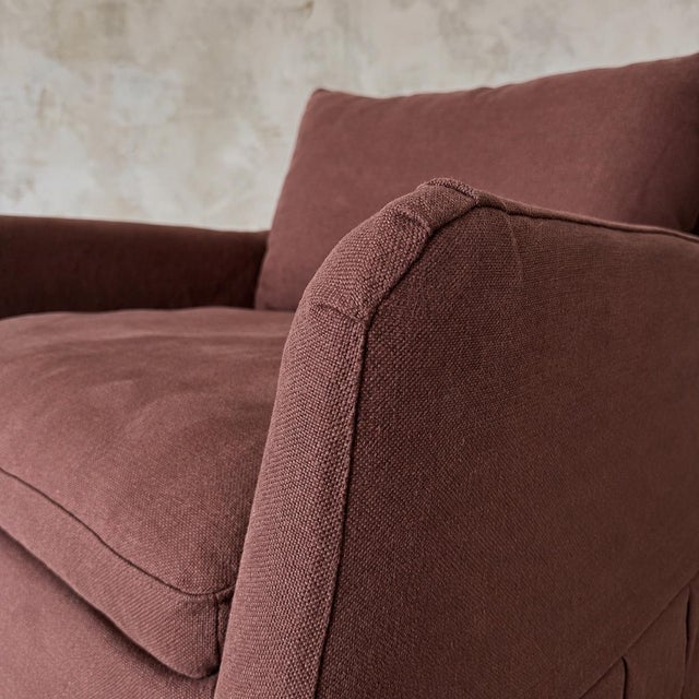 2020s Parisian Chair Slip Covered in Belgian Linen- Dark Rust For Sale - Image 5 of 10