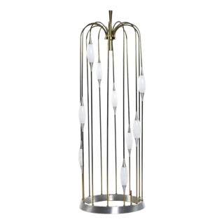 Mid-Century Modern Lightolier Gold Colored Brass Waterfall Raindrop Bird Cage Lamp For Sale