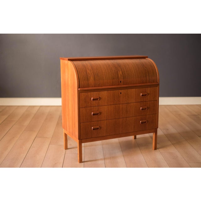 Mid Century Modern Scandinavian Teak Secretary Desk For Sale - Image 9 of 17
