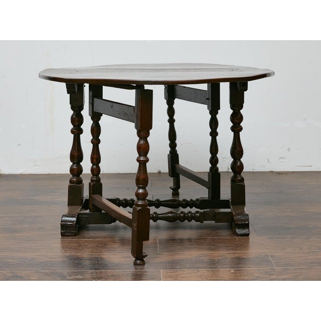 Oval Oak Gateleg Table with Turned Legs, England, 19th Century For Sale - Image 12 of 12