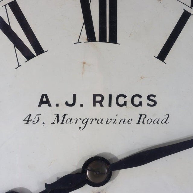 Oversized Antique A. J. Riggs Hammersmith Victorian Walnut Bankers Clock Signed 19thC Measures - 23" x 23" x 7 3/8" An...