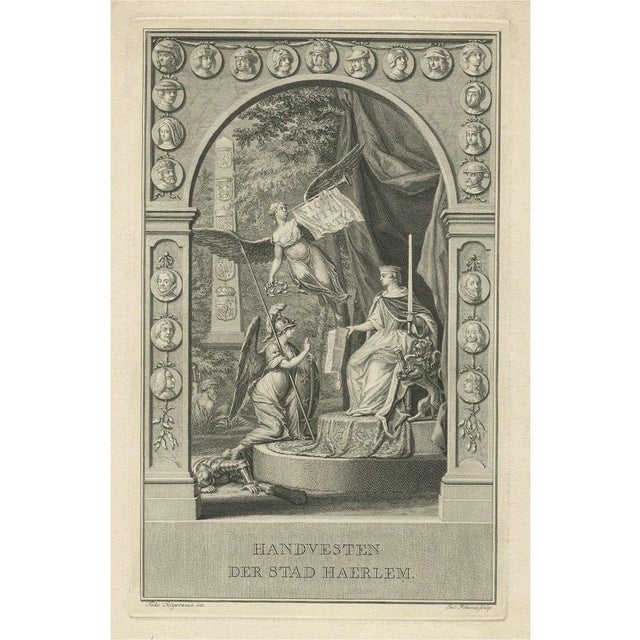 Mid 18th Century Folkema, Allegorical Frontispiece of Freedom and Rights of Haarlem, Netherlands, 1751 For Sale - Image 5 of 5