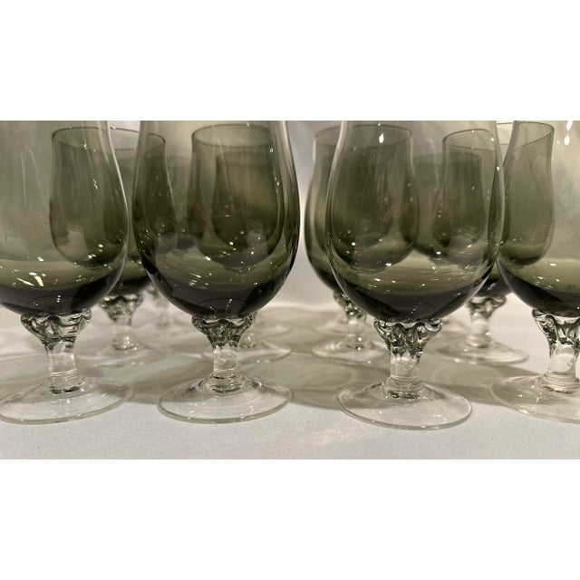 1960s Mid-Century Sasaki Smoked Crystal Bar Glasses- Set of 24 For Sale - Image 4 of 8