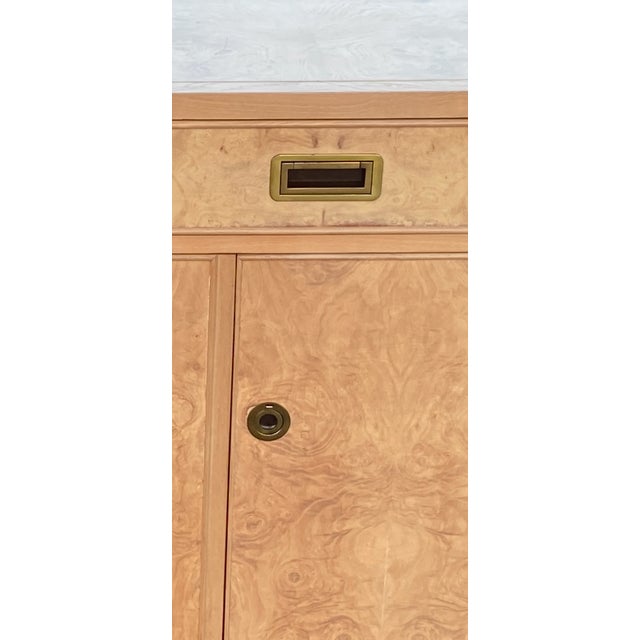 White Drexel Heritage Olive Ash Burl Rolling Server Buffet or Bar Cart With Extendable Sliding Top For Sale - Image 8 of 18