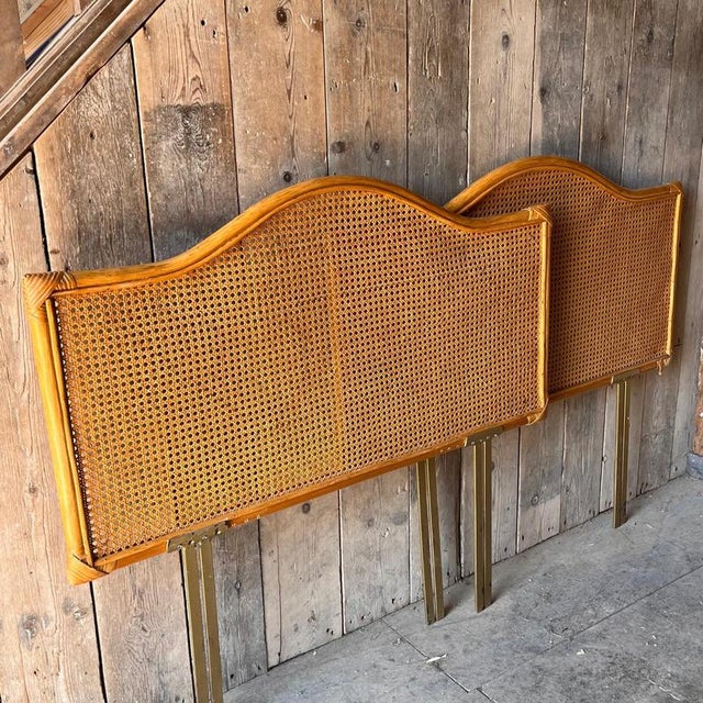Single Bed Headboards in Cane and Bamboo, Set of 2 For Sale - Image 12 of 12