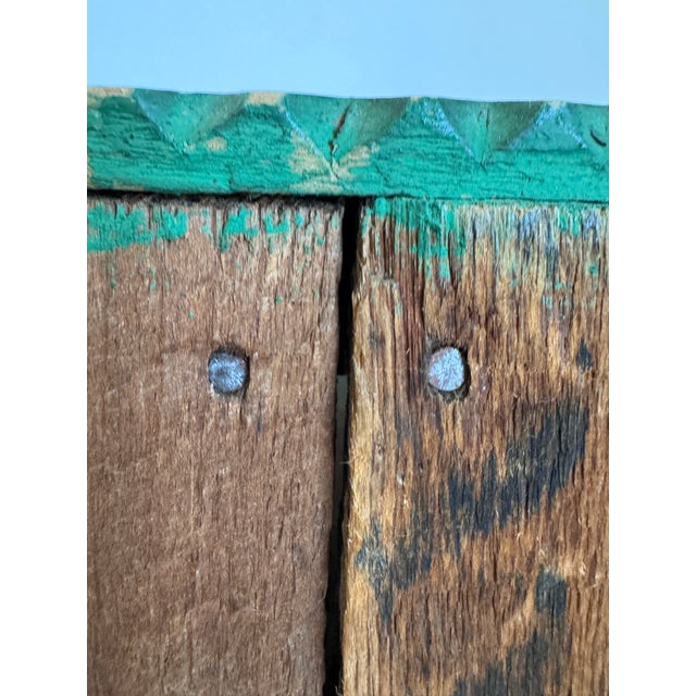 Antique Tramp Art Green Painted Pyramid Carved Étagère Display Cabinet For Sale - Image 15 of 16