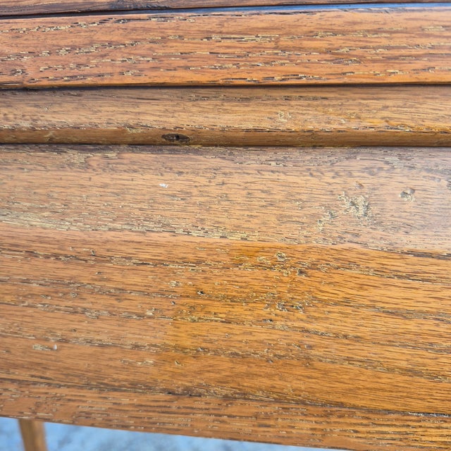 1950s Raymond Loewy for Mengel MCM Petite Oak Desk Vanity Console Table For Sale - Image 13 of 15