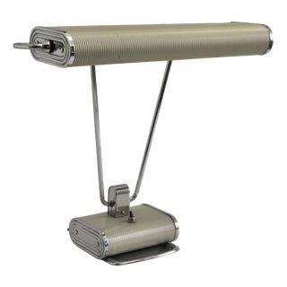 Art Deco French Charcoal Grey & Chrome Table Lamp by Eileen Gray for Jumo, 1940s For Sale