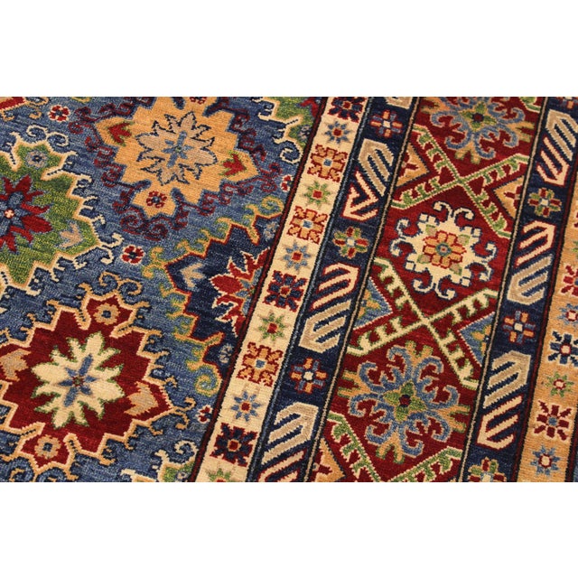 Boho Chic Kazak Light Blue/Red Wool Rug - 10'1''x13'10'' For Sale In New York - Image 6 of 10