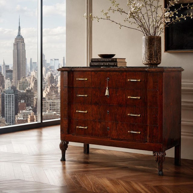 Charles X Italian Venetian Mahogany Commode with Portoro Marble Top, 1830 For Sale - Image 10 of 12