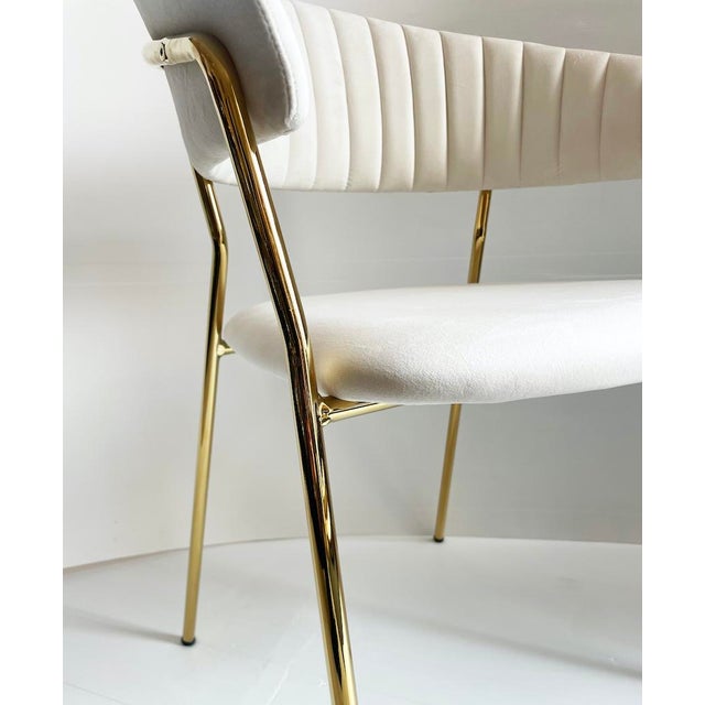 Italian White Velvet Chair For Sale - Image 3 of 10