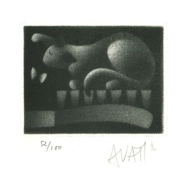 Rabbit - Original Etching on Paper by Mario Avati - 1970s 1970s For Sale - Image 3 of 3