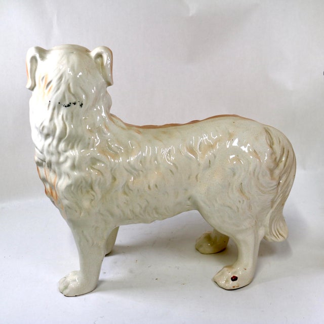 Large 19th-Century English Staffordshire Standing Collie Dogs With Glass Eyes - A Pair For Sale In Cincinnati - Image 6 of 14
