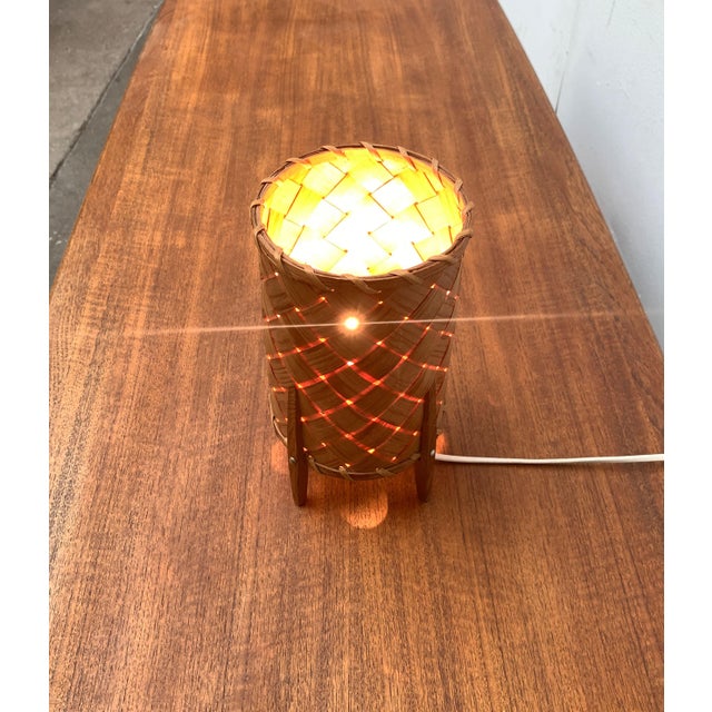Brown Mid-Century Swedish Wooden Veneer Table Lamp from Vamhus, 1960s For Sale - Image 8 of 18