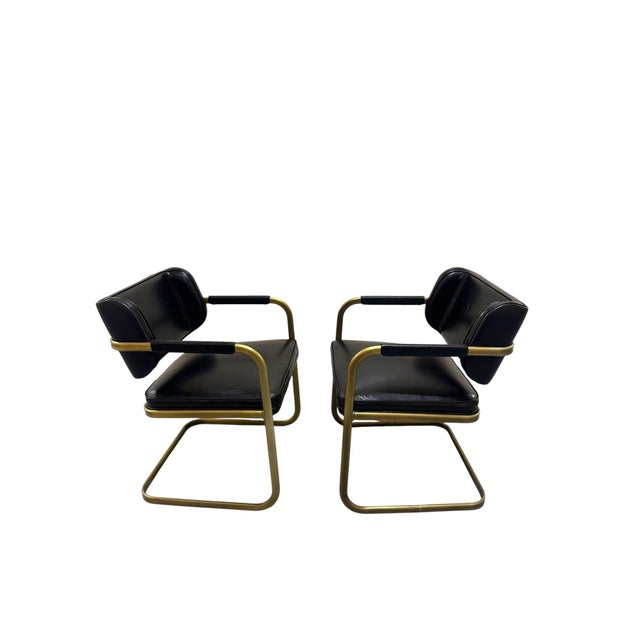 Animal Skin Pair of Industry West Jimmy Cooper Buffalo Leather Armchairs For Sale - Image 7 of 16