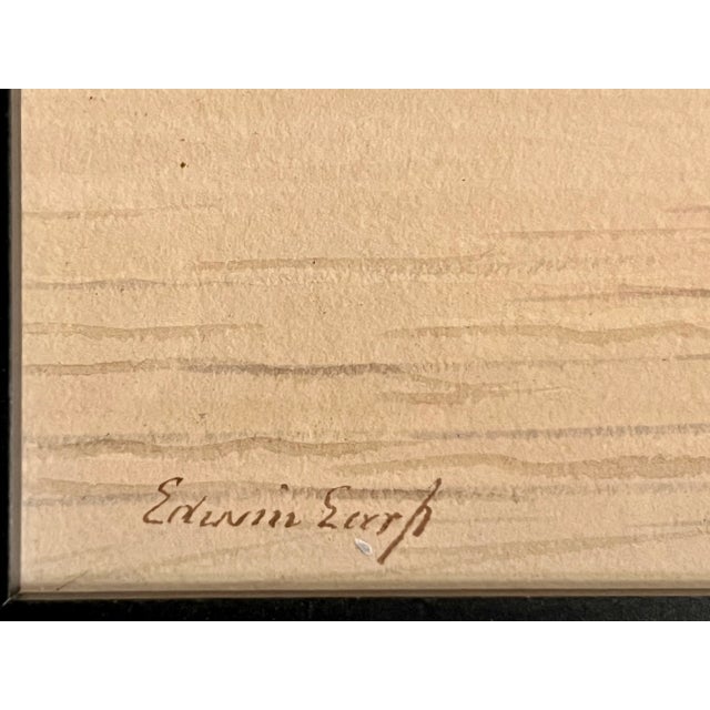 French Original Signed Vintage 1950's Watercolor Landscape Painting For Sale - Image 3 of 4