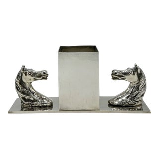 Vintage Hermes Paris Horse Head Pencil Holder Desk Accessory Equestrian For Sale