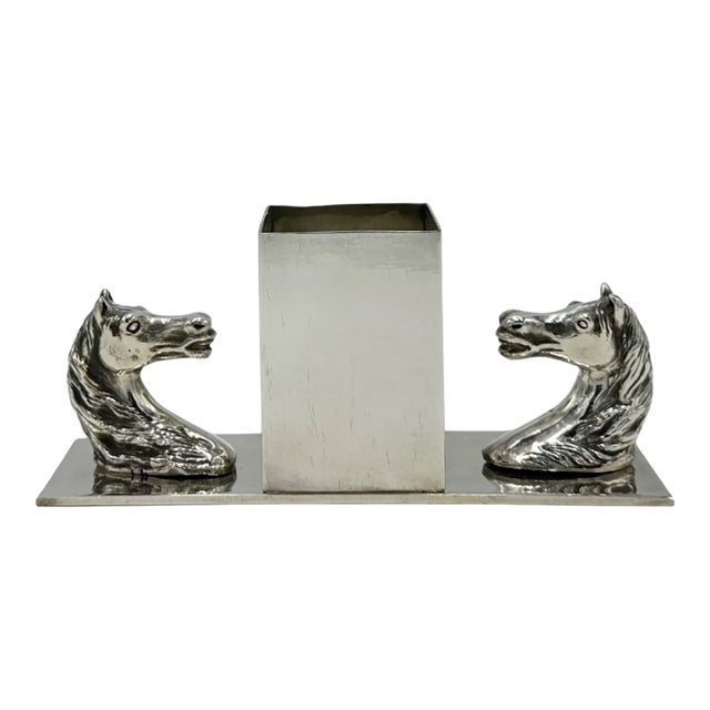 Vintage Hermes Paris Horse Head Pencil Holder Desk Accessory Equestrian For Sale