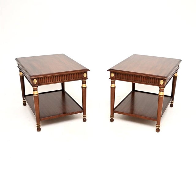 A wonderful pair of antique Georgian style parcel gilt side tables. They were made in England, they date from the mid-late...