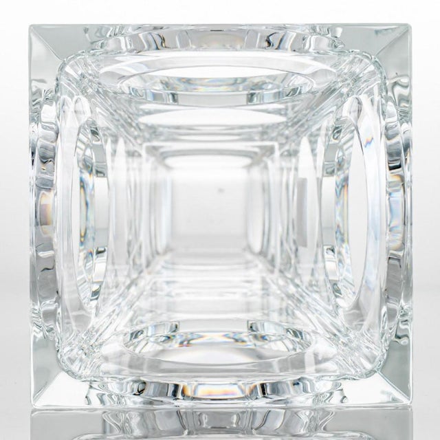 Rectangular Clear Crystal Vase with Holes from Baccarat, France, 1900s For Sale - Image 4 of 12