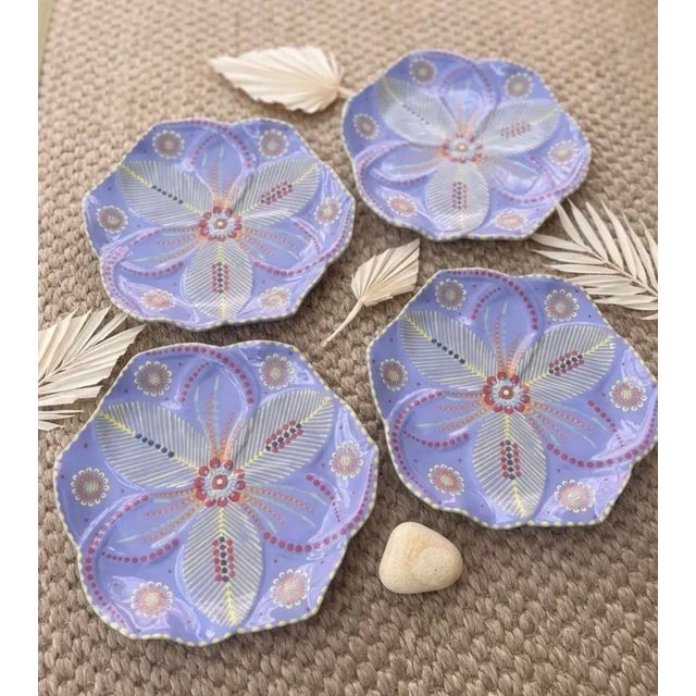 South African Handmade & Hand-Painted Ceramic Serving Plate - Set of 4 For Sale - Image 11 of 11