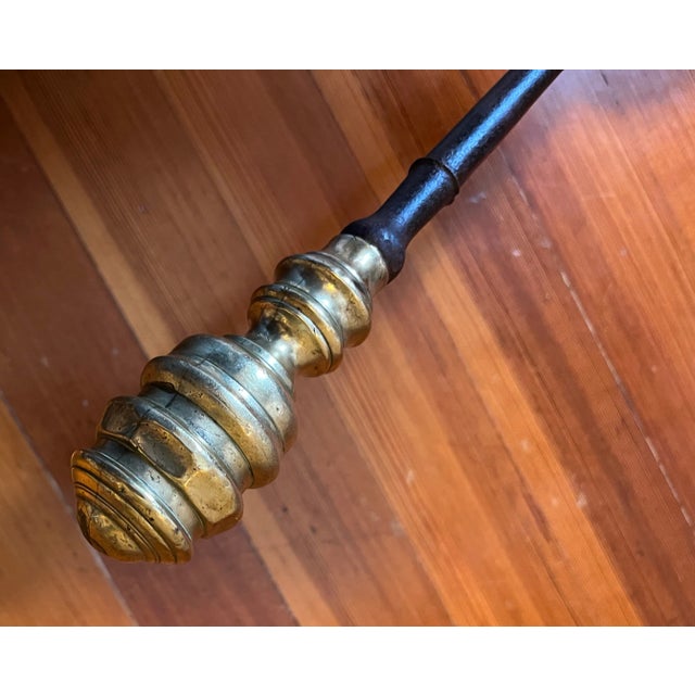 Antique Early 19th Century American Federal Brass & Iron Fireplace Poker 1800 - 1820 For Sale In New York - Image 6 of 8