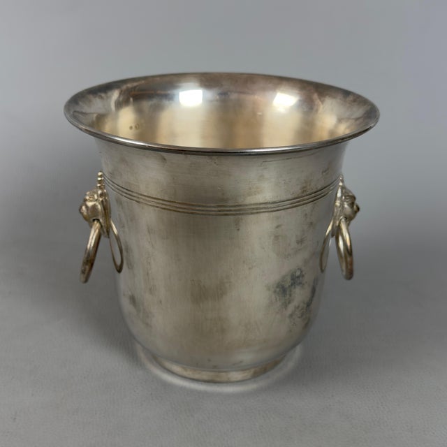 Silver-Plated Ice Bucket with Lion Head Handles For Sale - Image 3 of 12