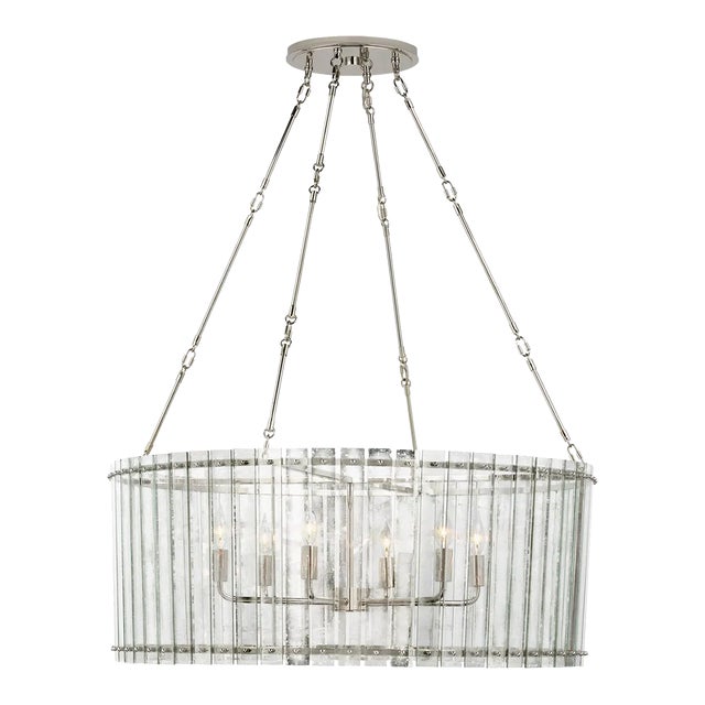 Carrier & Company for Visual Comfort Signature Cadence Large Chandelier in Polished Nickel with Antique Mirror For Sale
