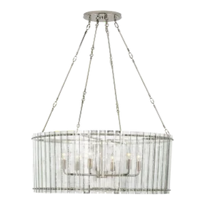 Carrier & Company for Visual Comfort Signature Cadence Large Chandelier in Polished Nickel with Antique Mirror