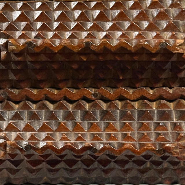 Antique Chip Carved 5 Layer Tramp Art Box With Yankee Victors Collage For Sale - Image 12 of 12